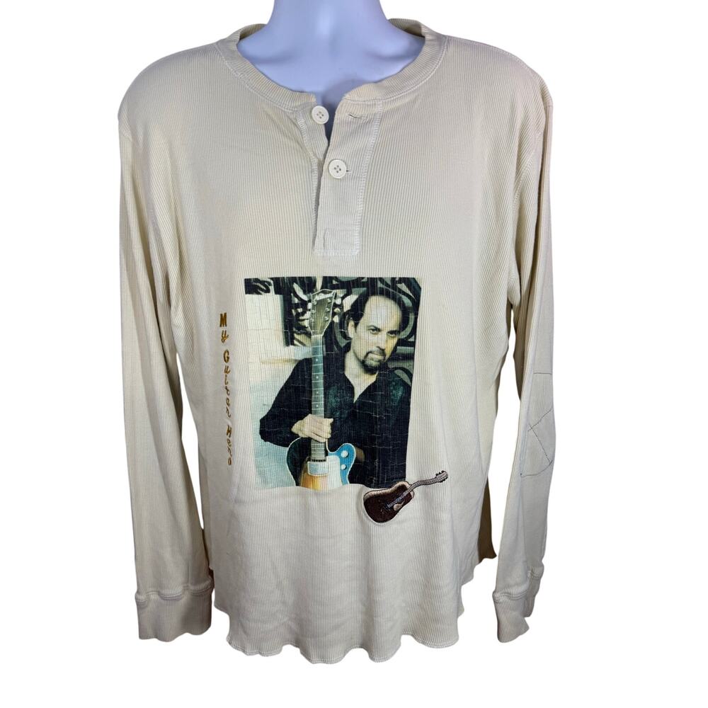 Standard Cloth Guitar Hero Men's Beige Long Sleeve Shirt - Size XL
